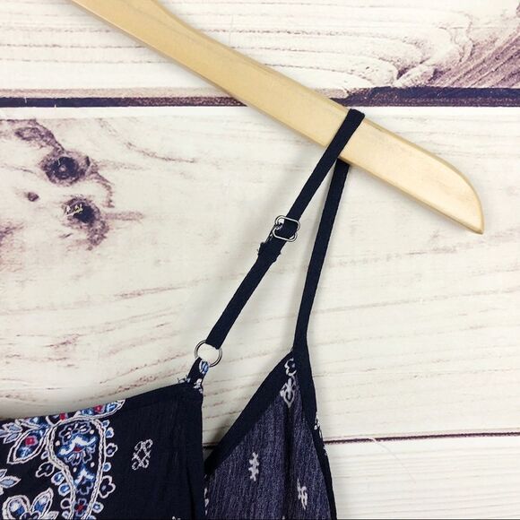 LUQ Navy Paisley Print Tassel Bohemian Top Sz XXL - Picture 6 of 8